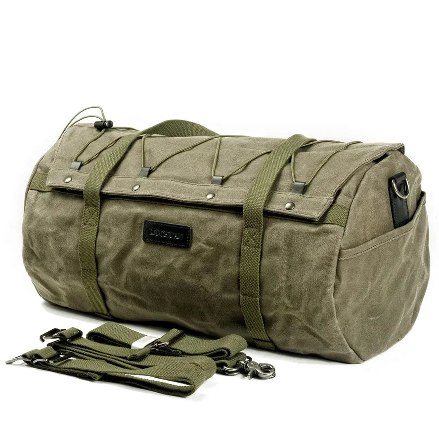 KTX-122835 Waterproof Canvas Motorcycle Rear Bag with Zipper Closure and Multiple Pockets - 28L Capacity