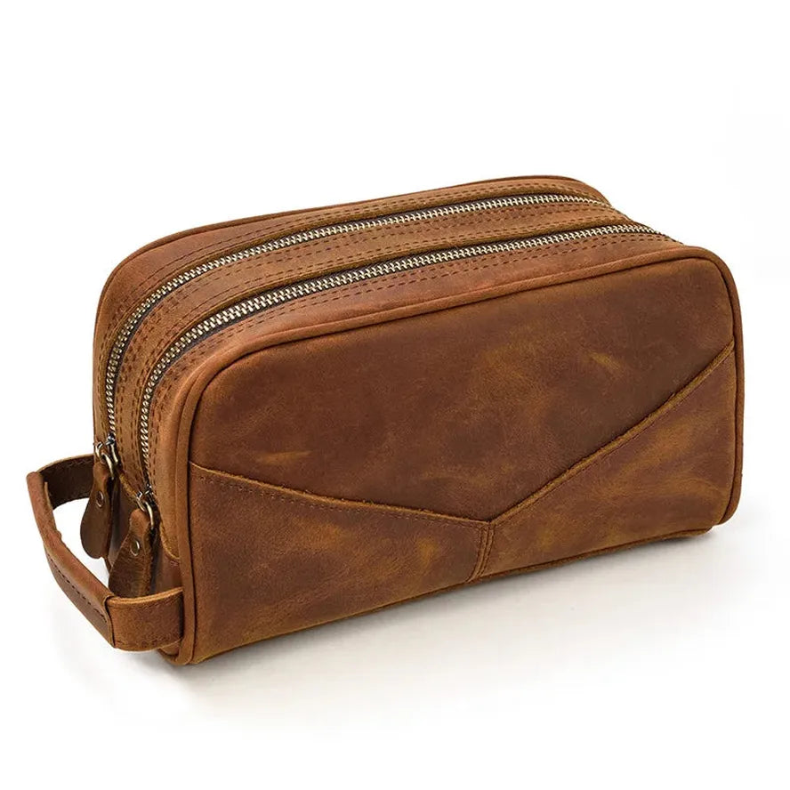 KTX-432595 Genuine Leather Unisex Travel Dopp Kit Toiletry Bag - QB1002