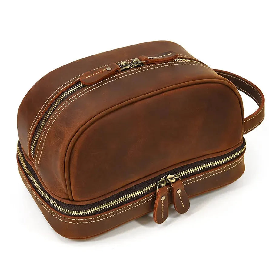 KTX-432595 Genuine Leather Unisex Travel Dopp Kit Toiletry Bag - QB1002