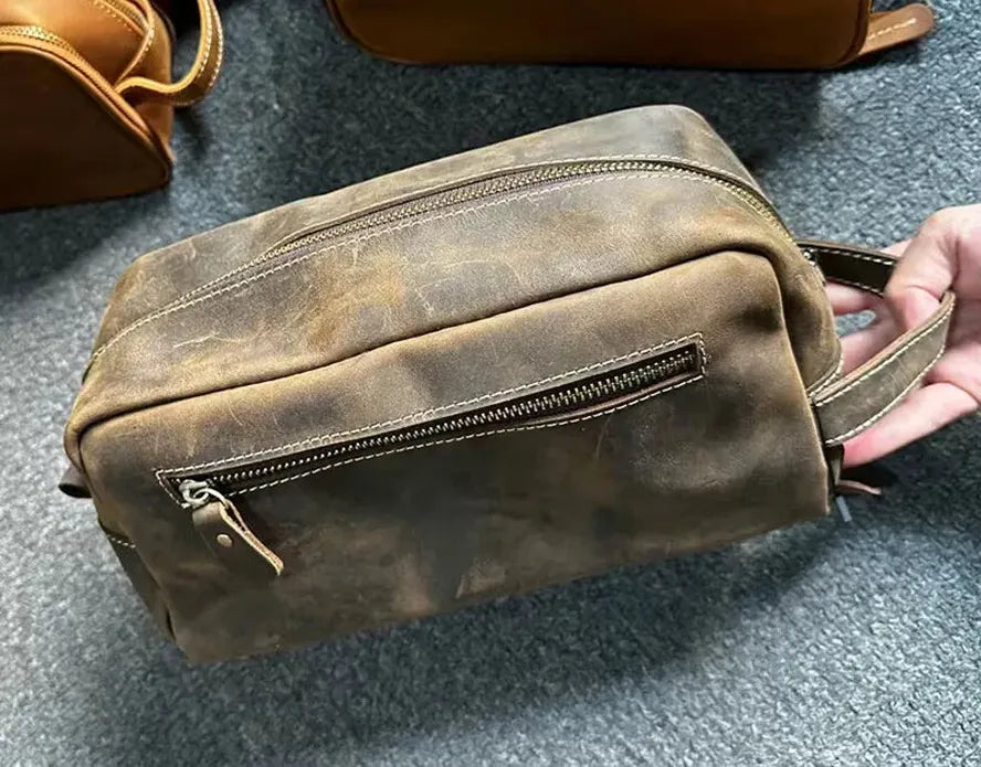 KTX-432595 Genuine Leather Unisex Travel Dopp Kit Toiletry Bag - QB1002