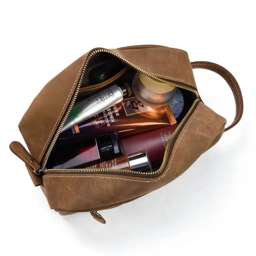 KTX-432595 Genuine Leather Unisex Travel Dopp Kit Toiletry Bag - QB1002