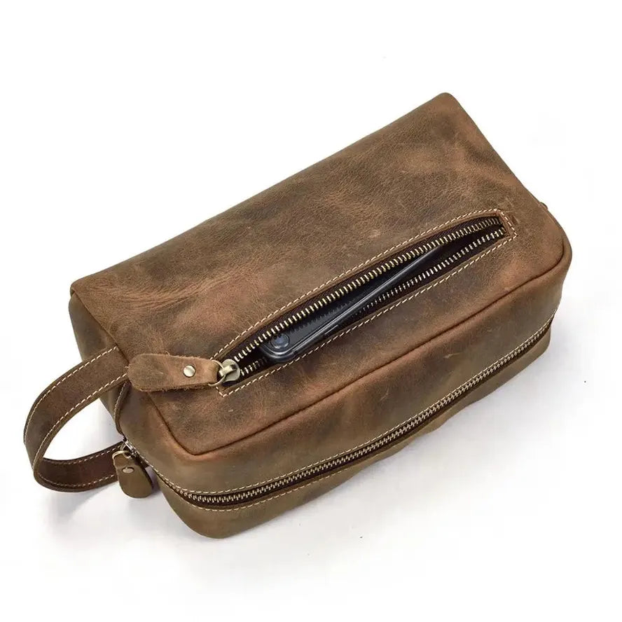 KTX-432595 Genuine Leather Unisex Travel Dopp Kit Toiletry Bag - QB1002