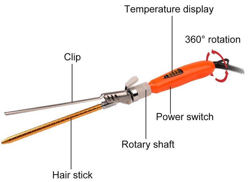KTX-369875 Automatic Tourmaline Ceramic Curling Iron - 21-30 mm Diameter, Digital Temperature Control, 160-220 °C, 360° Rotatable Power Cord