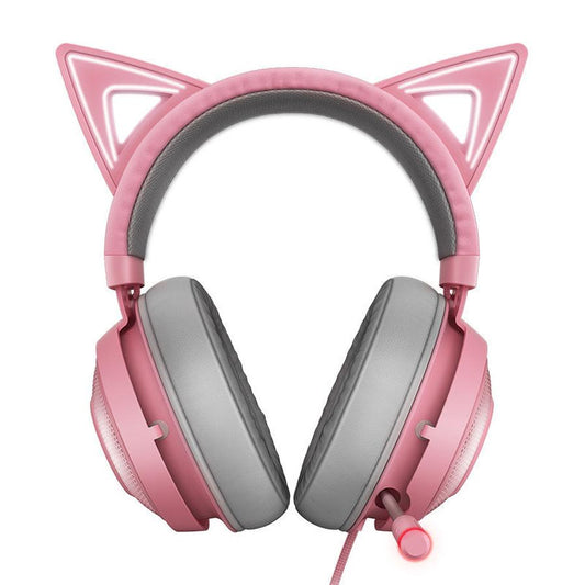 KTX-198035 Glowing Cat Ear Wired Headphones with Universal USB Connector