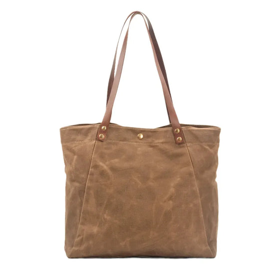 KTX-676627 Casual Unisex Shoulder Bag in Durable Waxed Canvas and Leather - Available in Multiple Colours