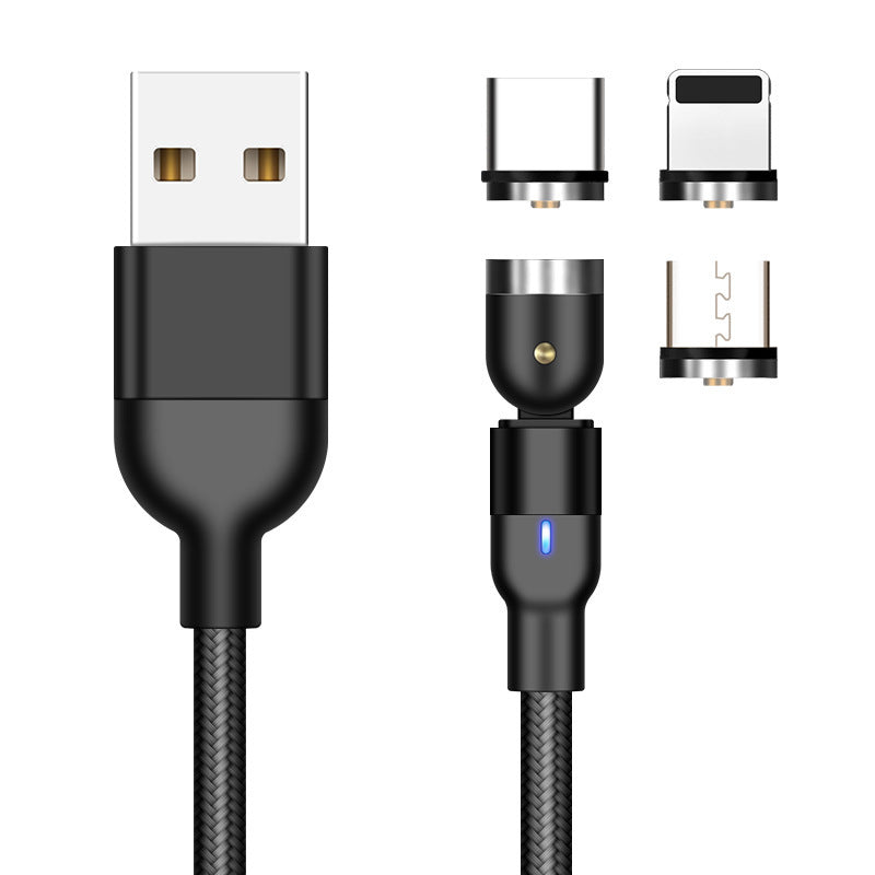 KTX-283411 Rotating Magnetic Charging Cable - USB Type-C, 0.5M/1M/2M, Black/Red/Purple, 5V/2.4A