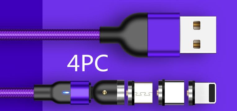 KTX-283411 Rotating Magnetic Charging Cable - USB Type-C, 0.5M/1M/2M, Black/Red/Purple, 5V/2.4A