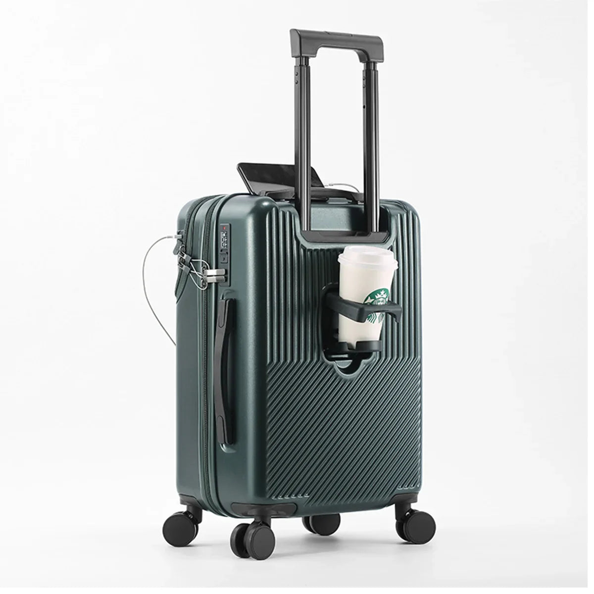 KTX-143763 Front Opening Trolley Suitcase with USB Charging Port for Travel Convenience