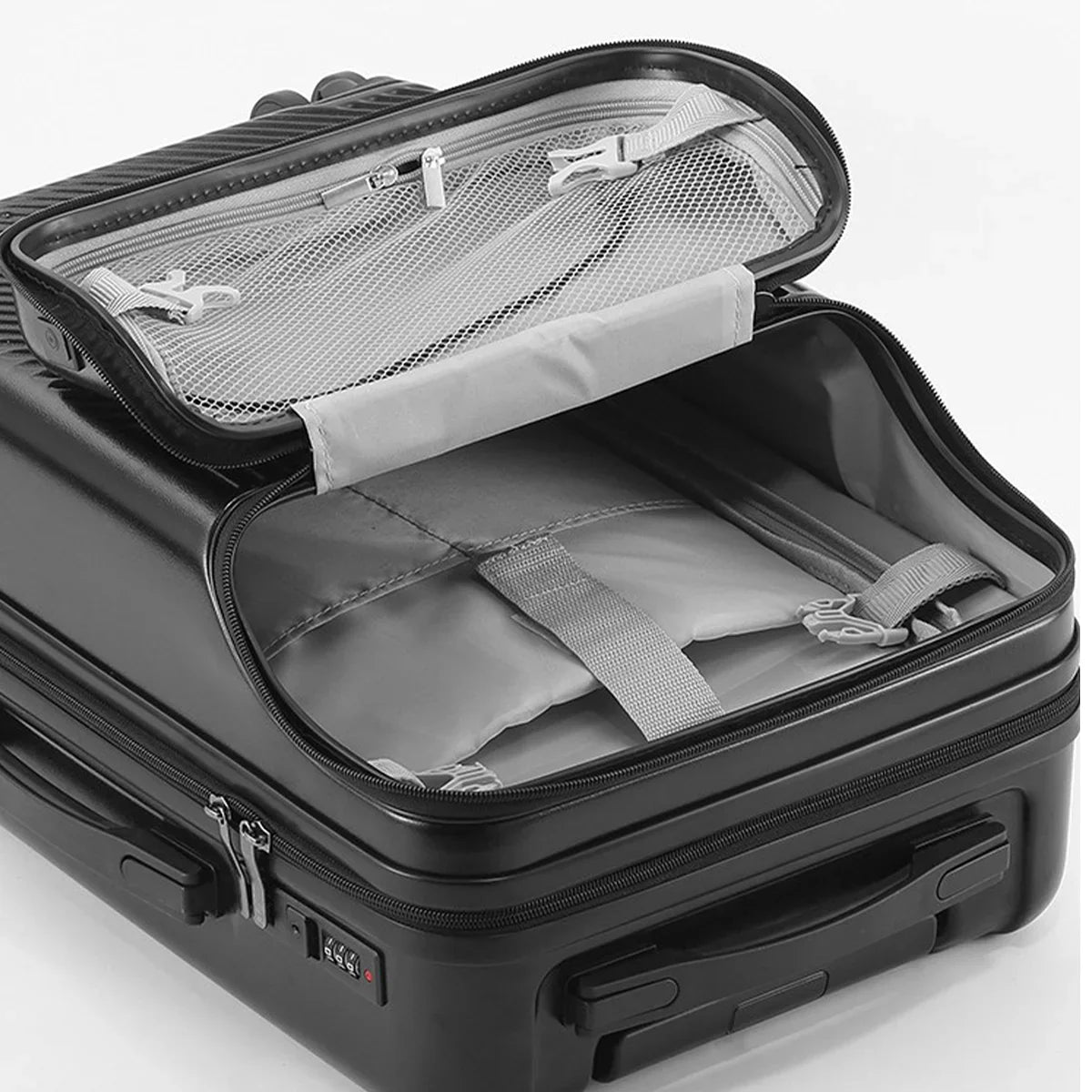 KTX-143763 Front Opening Trolley Suitcase with USB Charging Port for Travel Convenience