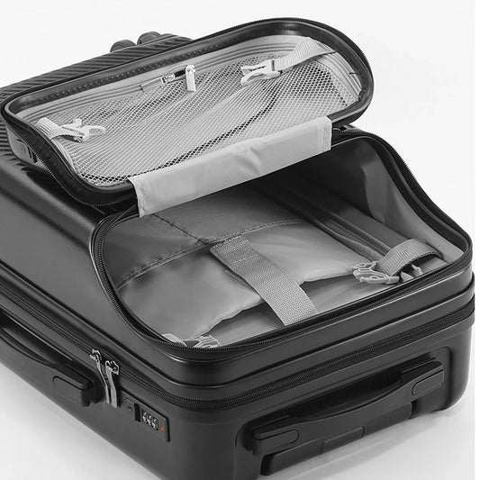KTX-143763 Front Opening Trolley Suitcase with USB Charging Port for Travel Convenience