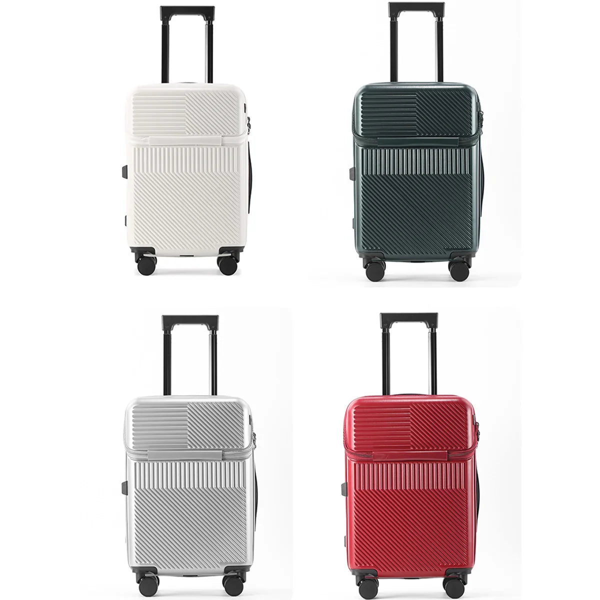 KTX-143763 Front Opening Trolley Suitcase with USB Charging Port for Travel Convenience