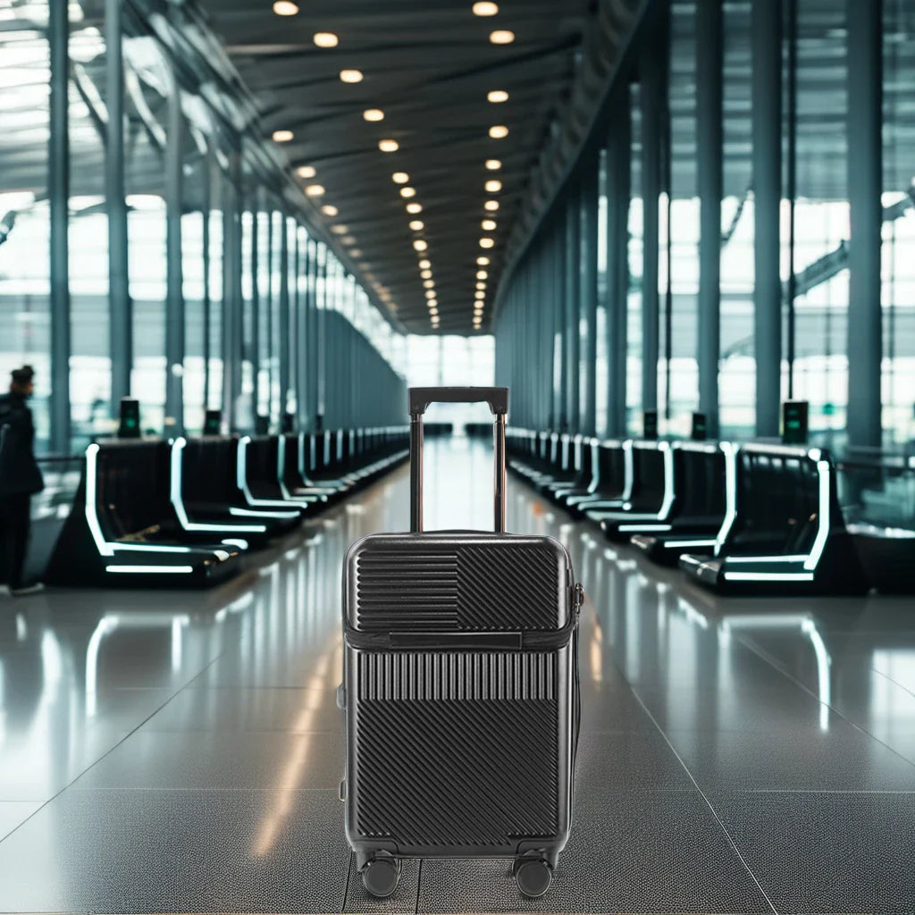 KTX-143763 Front Opening Trolley Suitcase with USB Charging Port for Travel Convenience