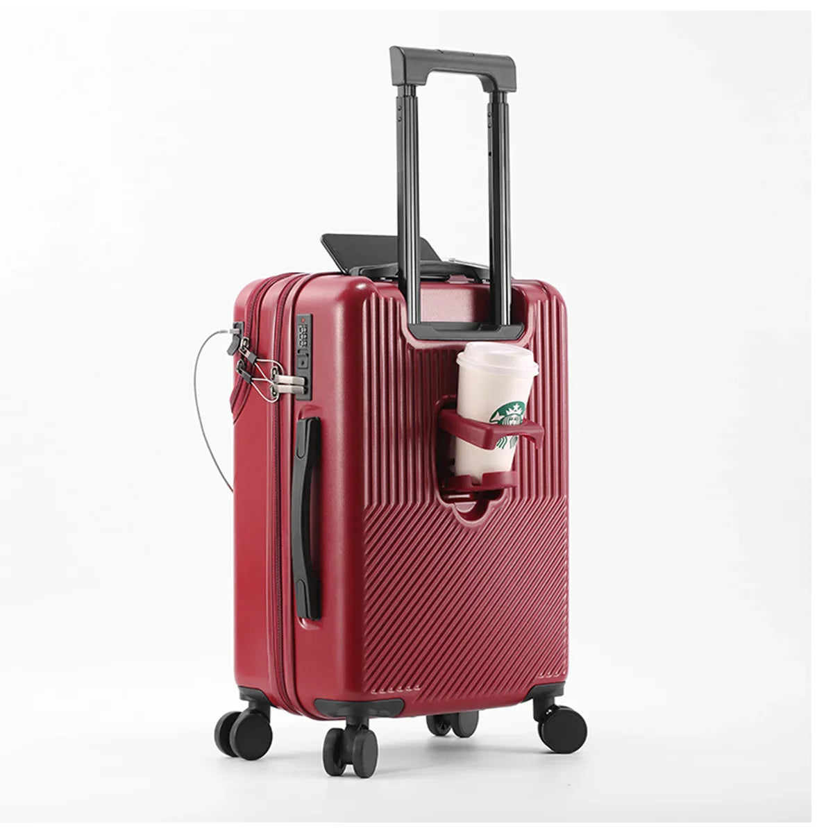 KTX-143763 Front Opening Trolley Suitcase with USB Charging Port for Travel Convenience
