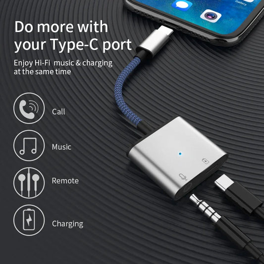KTX-699283 2-in-1 USB-C to 3.5mm Audio Adapter for iPhone 15/15 Pro and Samsung Headphones