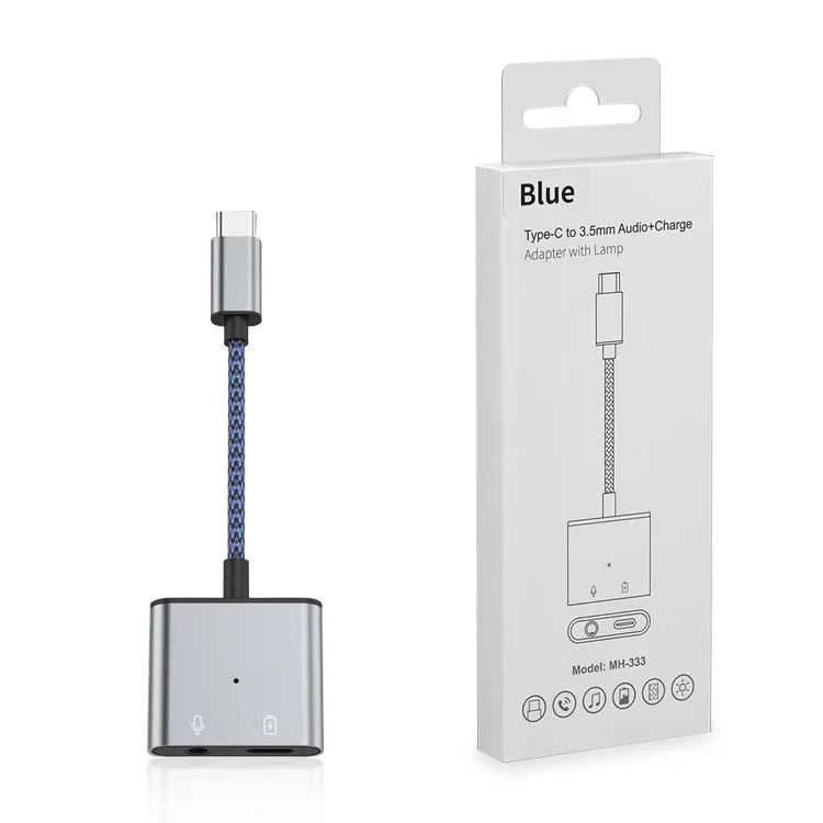 KTX-699283 2-in-1 USB-C to 3.5mm Audio Adapter for iPhone 15/15 Pro and Samsung Headphones