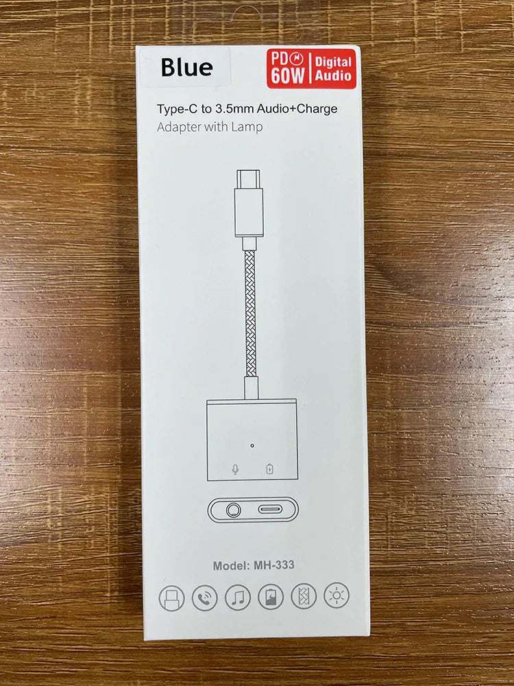 KTX-699283 2-in-1 USB-C to 3.5mm Audio Adapter for iPhone 15/15 Pro and Samsung Headphones