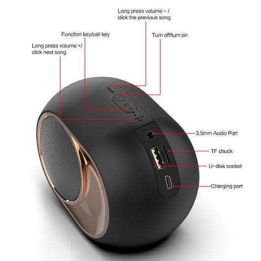 KTX-972115 Wireless X6 Bluetooth Speaker with 1200mAh Battery and 5W Output Power