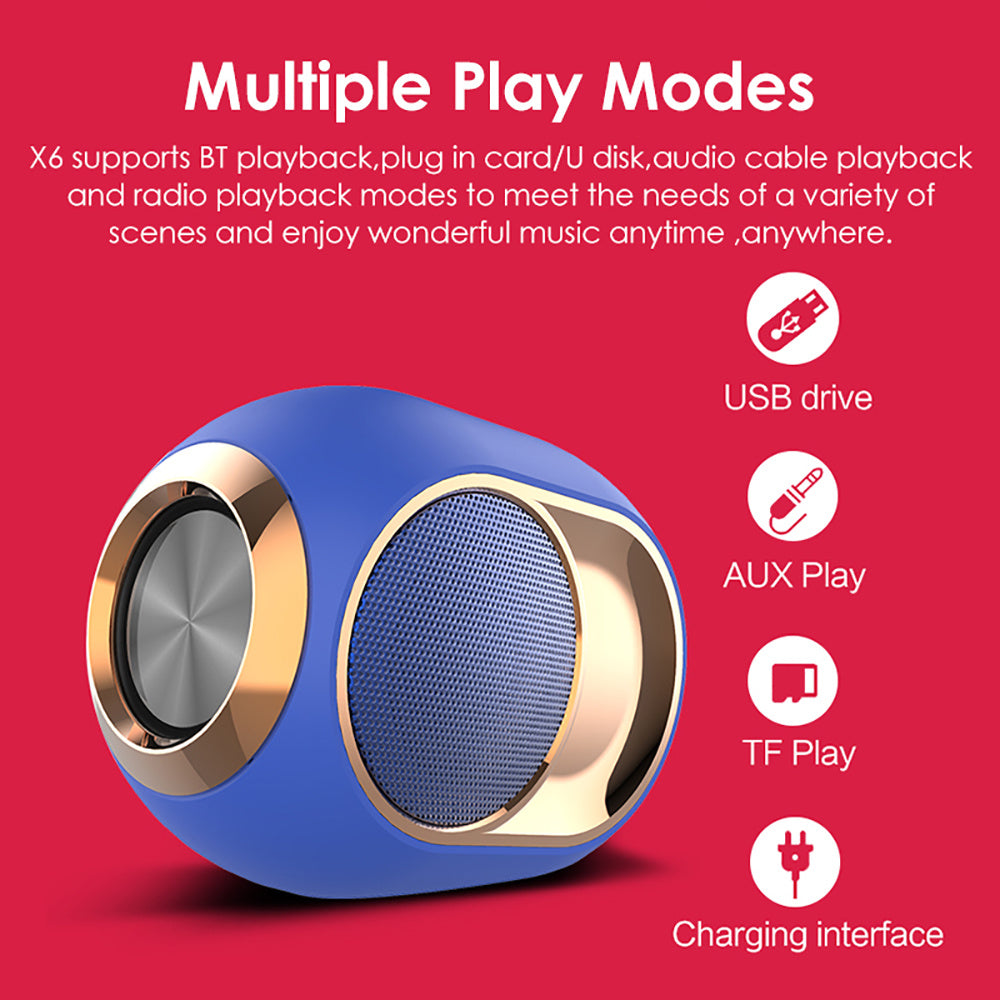 KTX-972115 Wireless X6 Bluetooth Speaker with 1200mAh Battery and 5W Output Power