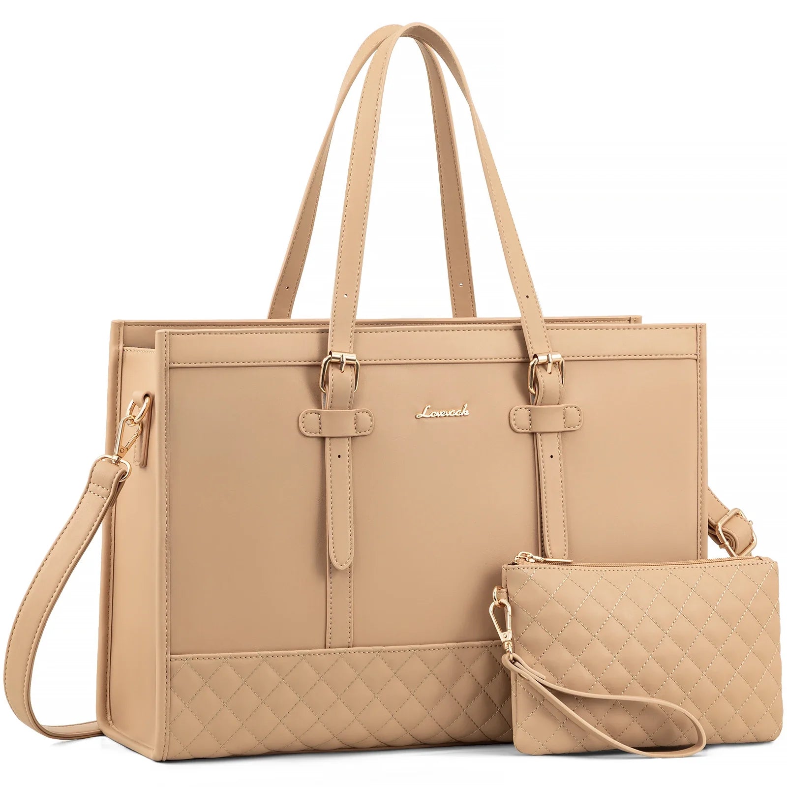 KTX-605971 Functional Canvas Leather Briefcase Tote Bag for 15.6-inch Laptops - Ideal for Work, Travel, and College