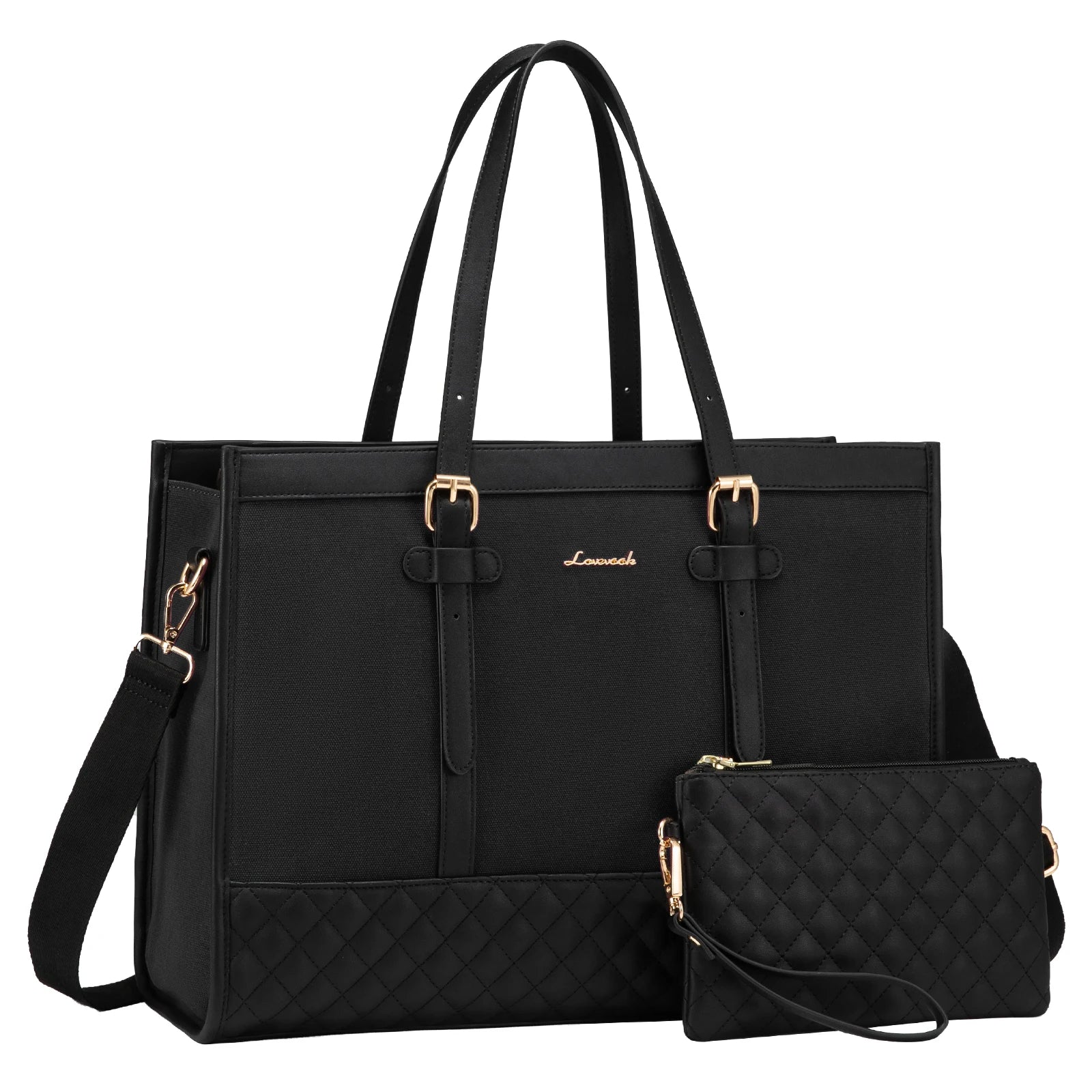 KTX-605971 Functional Canvas Leather Briefcase Tote Bag for 15.6-inch Laptops - Ideal for Work, Travel, and College