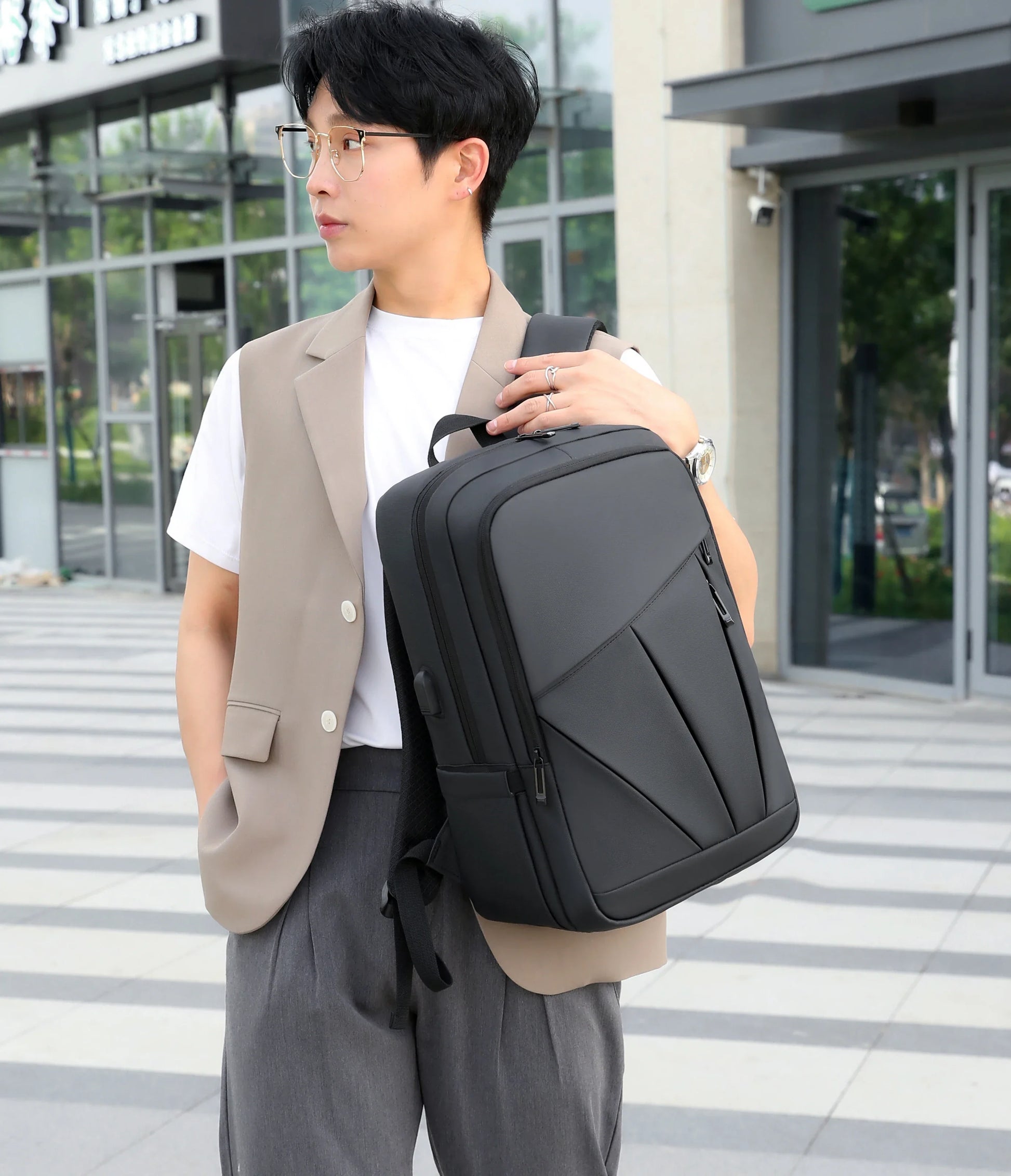 KTX-111827 Men's Business Backpack, Anti-Theft, Waterproof Oxford Material, Smart Design with Multiple Compartments