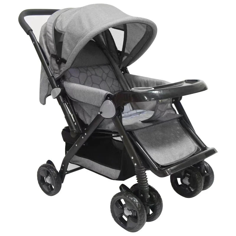 KTX-353683 Lightweight Foldable Travel Stroller with Two-Way Push Feature and Removable Dinner Plate, 3-in-1 Design
