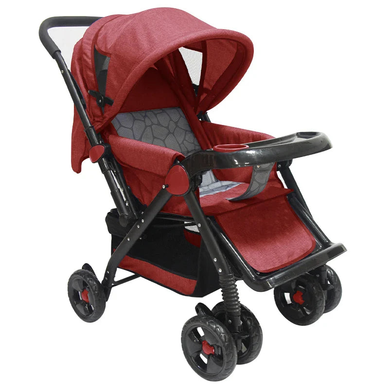 KTX-353683 Lightweight Foldable Travel Stroller with Two-Way Push Feature and Removable Dinner Plate, 3-in-1 Design