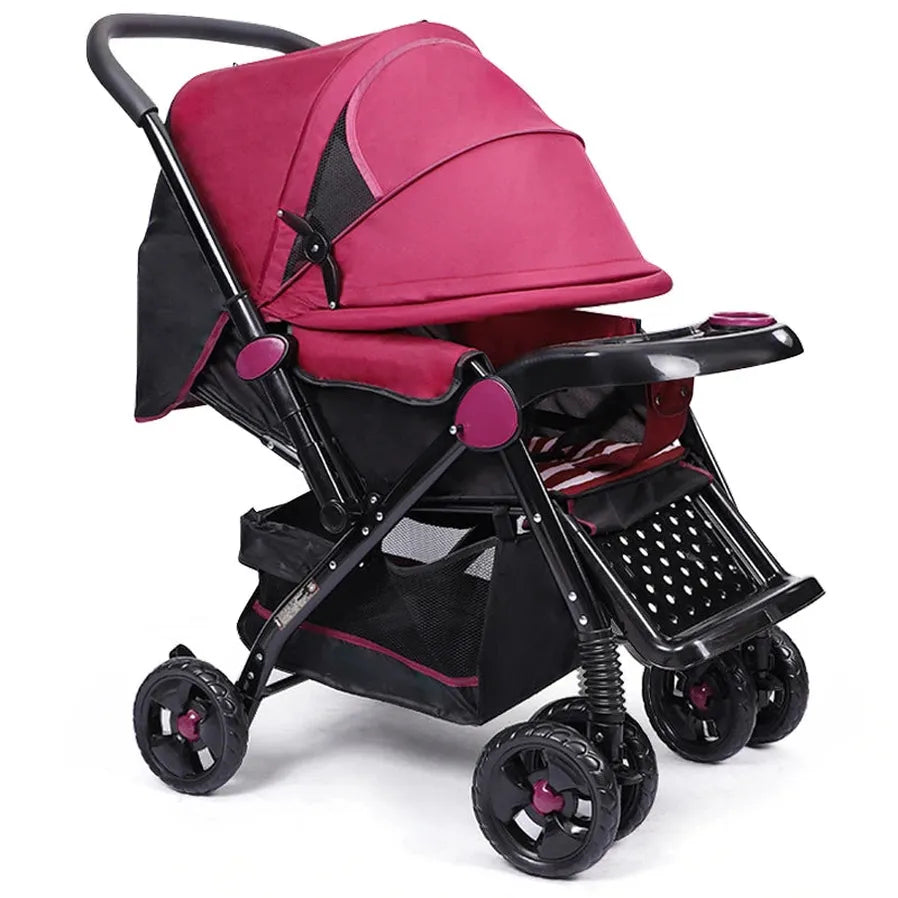 KTX-353683 Lightweight Foldable Travel Stroller with Two-Way Push Feature and Removable Dinner Plate, 3-in-1 Design