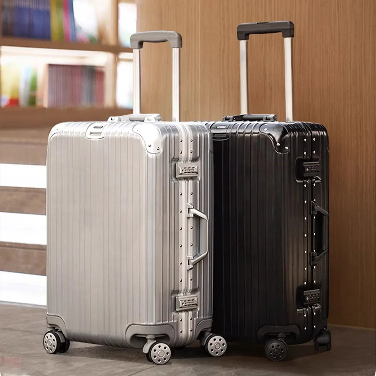 KTX-324563 Durable Aluminium Frame Trolley Suitcase with Integrated Password Lock