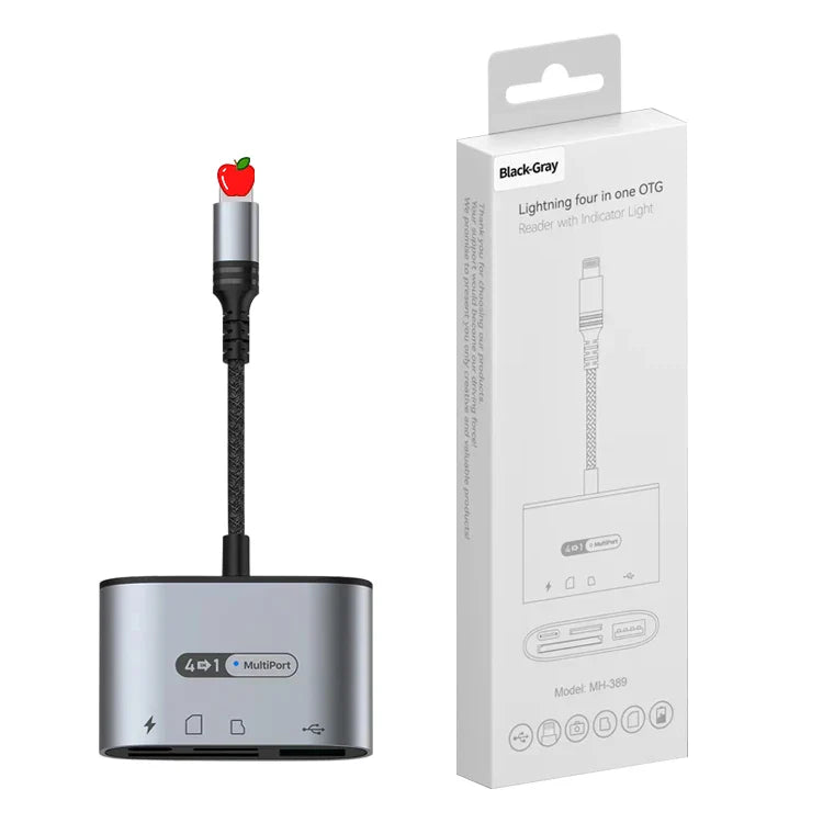 KTX-510483 4-in-1 USB 3.0 OTG Card Reader for iPhone and iPad with Fast Charging Capability