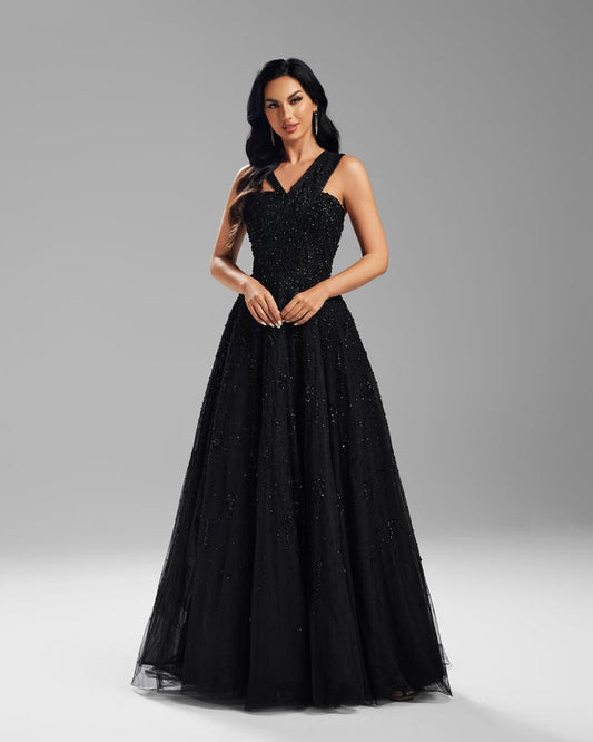 KTX-659155 Elegant Black Evening Dress - Timeless Style and Sophisticated Fit