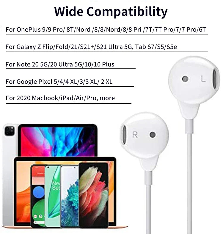 KTX-370451 Type C Noise Cancelling Wired Earphones for iPhone 15 Pro Max with Microphone - Gaming Earbuds