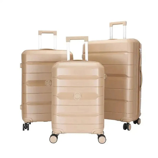 KTX-292947 Durable PP Shell Carry-On Trolley Luggage Set in 20", 24", and 28" Sizes for Outdoor Travel