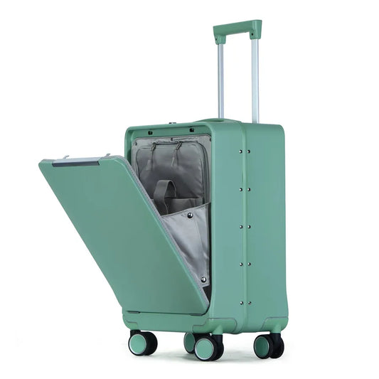 KTX-191187 Custom 4-Wheel Hard Shell Trolley Luggage with Aluminium Frame and Front Opening