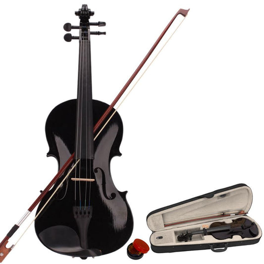 KTX-043027 Black Acoustic Violin with Full-Size Body and Smooth Finish