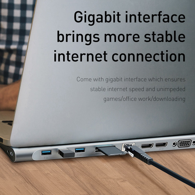 KTX-466835 Ten-Port HDMI & VGA Docking Station with Cooling Bracket and Gigabit Network Port