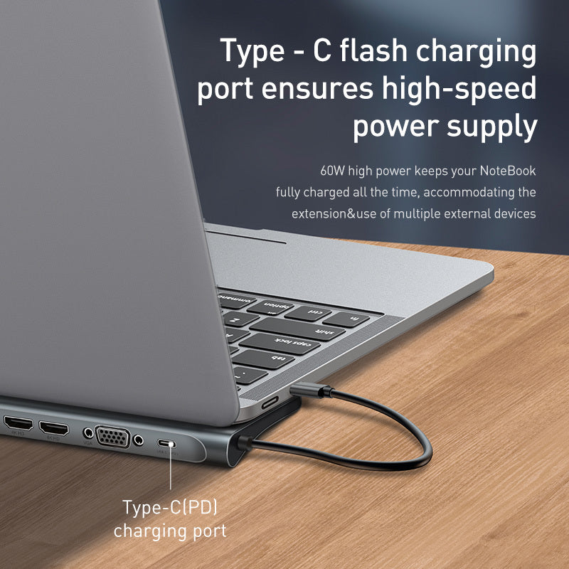KTX-466835 Ten-Port HDMI & VGA Docking Station with Cooling Bracket and Gigabit Network Port