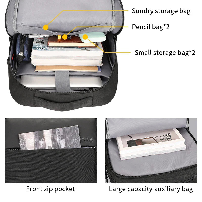 KTX-986515 Stylish Waterproof Polyester Laptop Backpack with USB Port for Men and Business Travel