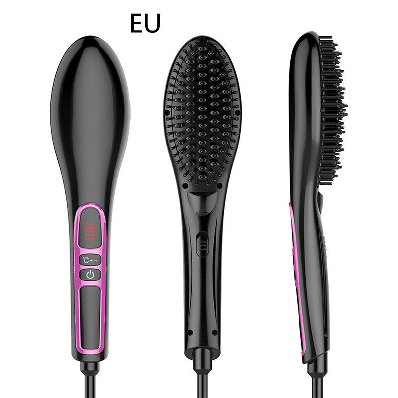 KTX-320147 Tourmaline Ceramic LCD Anti-Scalding Electric Hair Straightener Comb - A5626 Model, Black