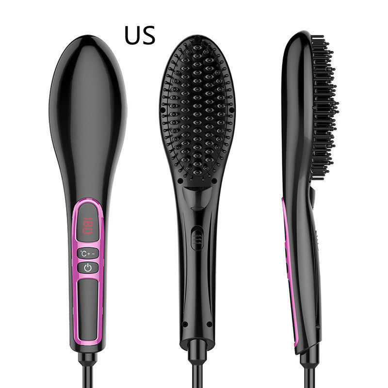 KTX-320147 Tourmaline Ceramic LCD Anti-Scalding Electric Hair Straightener Comb - A5626 Model, Black