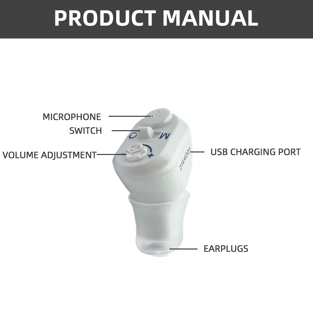 KTX-552083 Mini Rechargeable Invisible Digital Hearing Aid with Adjustable Sound Amplifier for Enhanced Hearing for Seniors