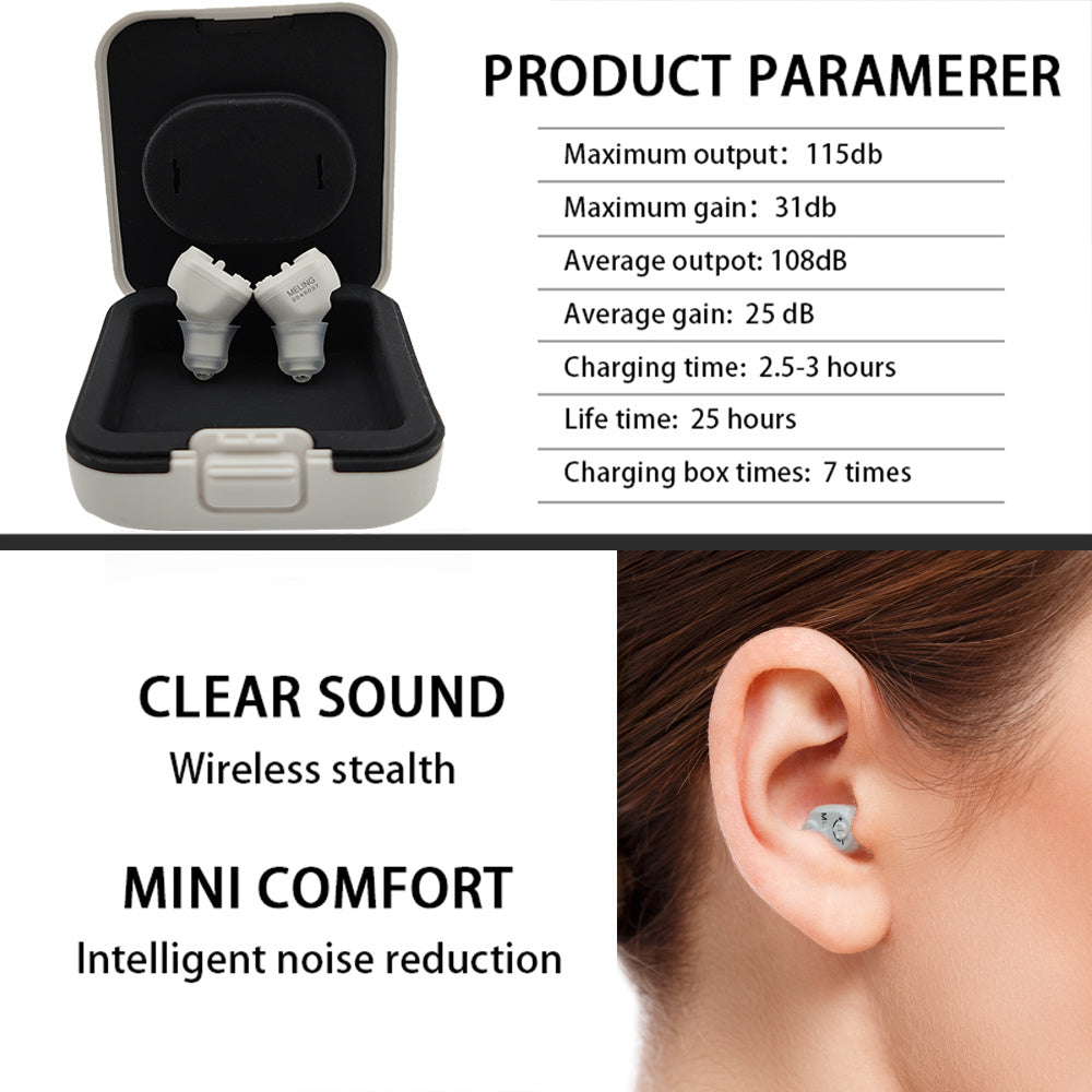 KTX-552083 Mini Rechargeable Invisible Digital Hearing Aid with Adjustable Sound Amplifier for Enhanced Hearing for Seniors