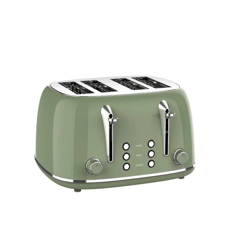 KTX-421075 Retro 4 Slice Wide Slot Bread Toaster with Even Baking and 6 Shade Levels