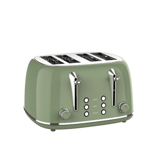 KTX-421075 Retro 4 Slice Wide Slot Bread Toaster with Even Baking and 6 Shade Levels