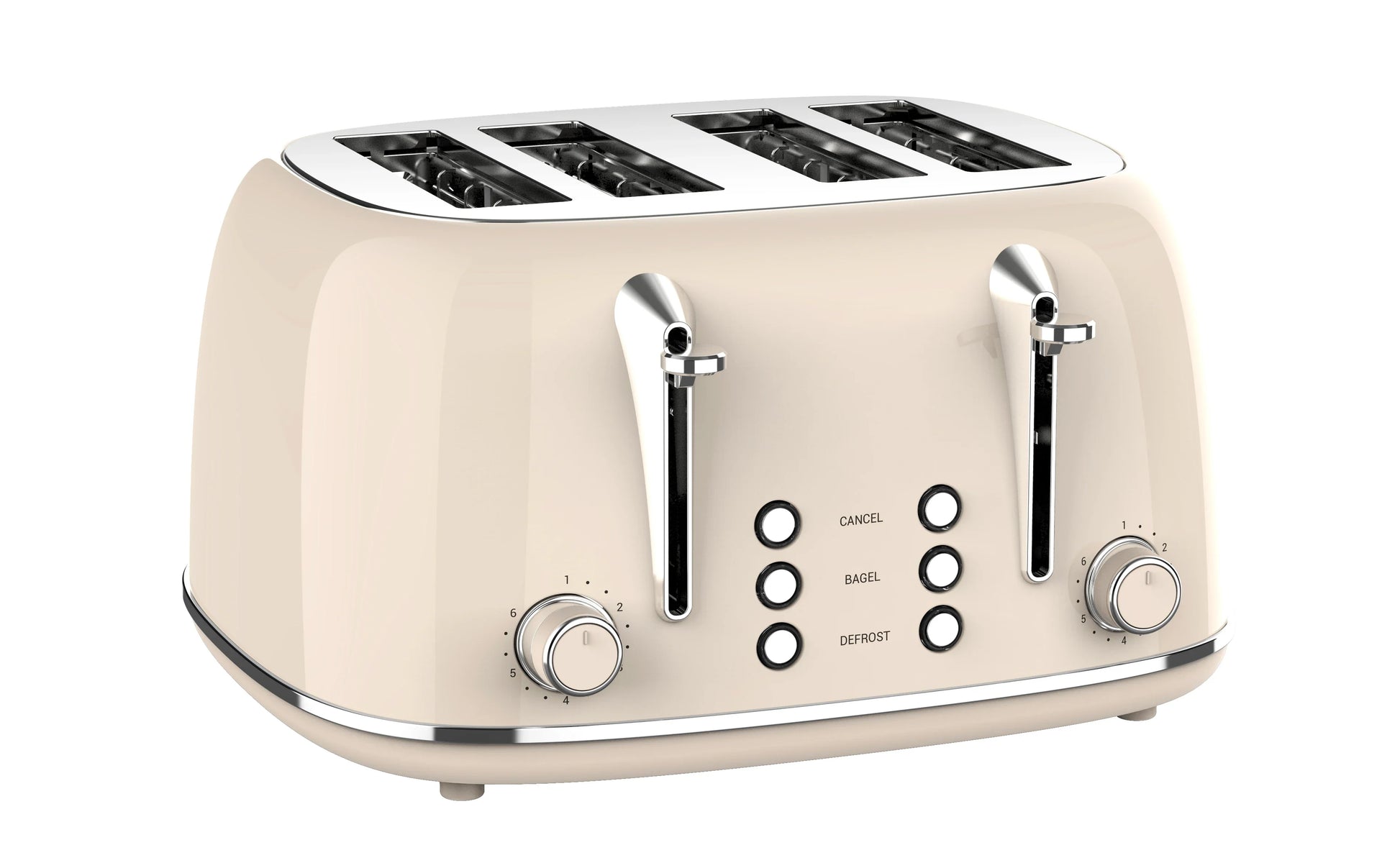 KTX-421075 Retro 4 Slice Wide Slot Bread Toaster with Even Baking and 6 Shade Levels