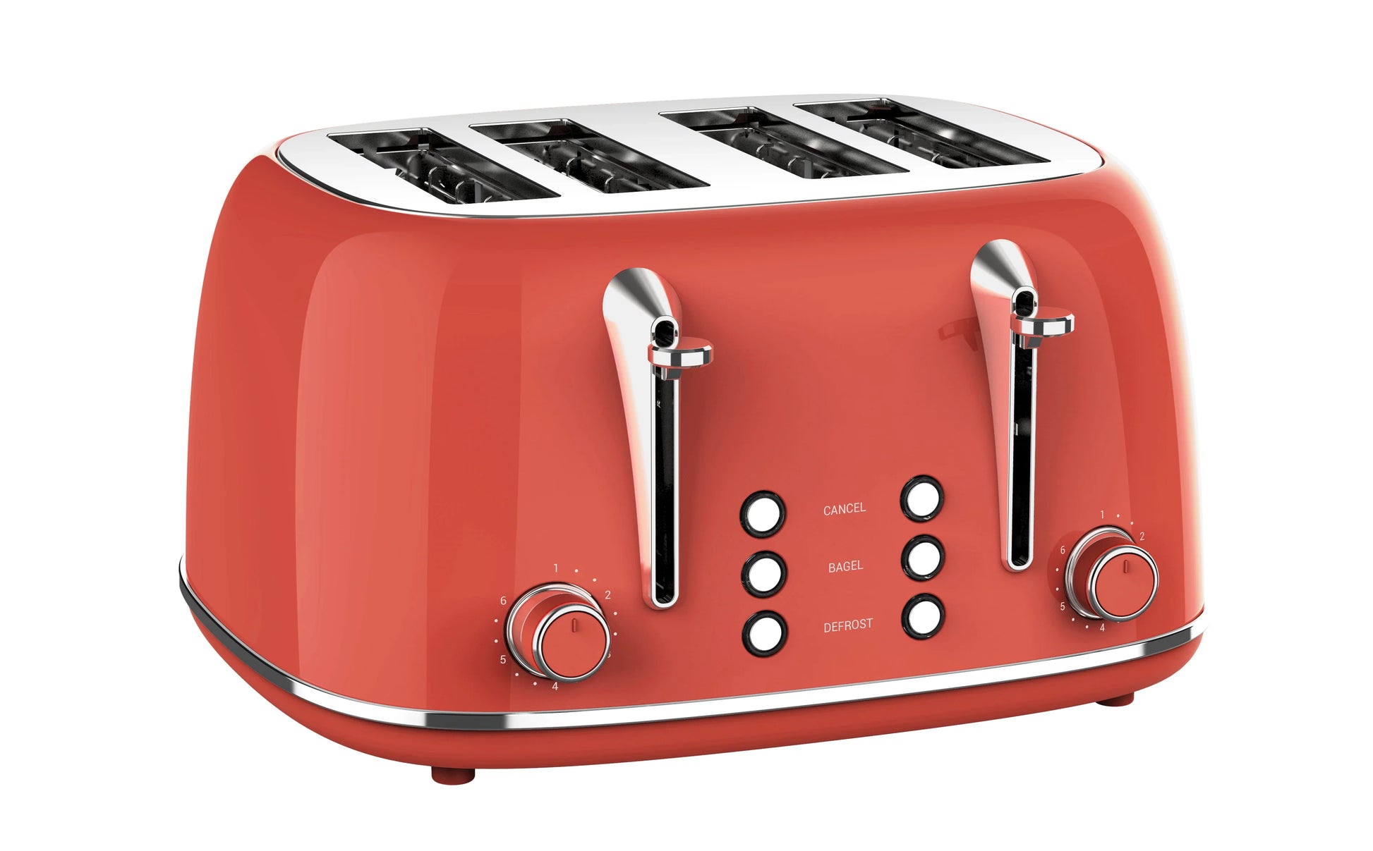 KTX-421075 Retro 4 Slice Wide Slot Bread Toaster with Even Baking and 6 Shade Levels