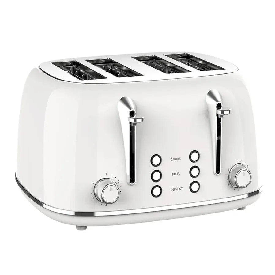 KTX-421075 Retro 4 Slice Wide Slot Bread Toaster with Even Baking and 6 Shade Levels