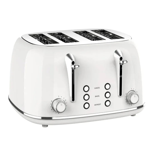 KTX-421075 Retro 4 Slice Wide Slot Bread Toaster with Even Baking and 6 Shade Levels