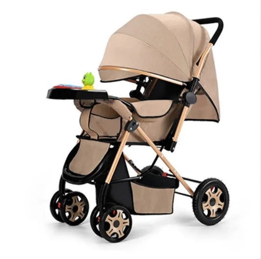 KTX-566099 Sturdy Baby Stroller with Large Rubber Rear Wheels and Integrated Music Box for Outdoor Enjoyment