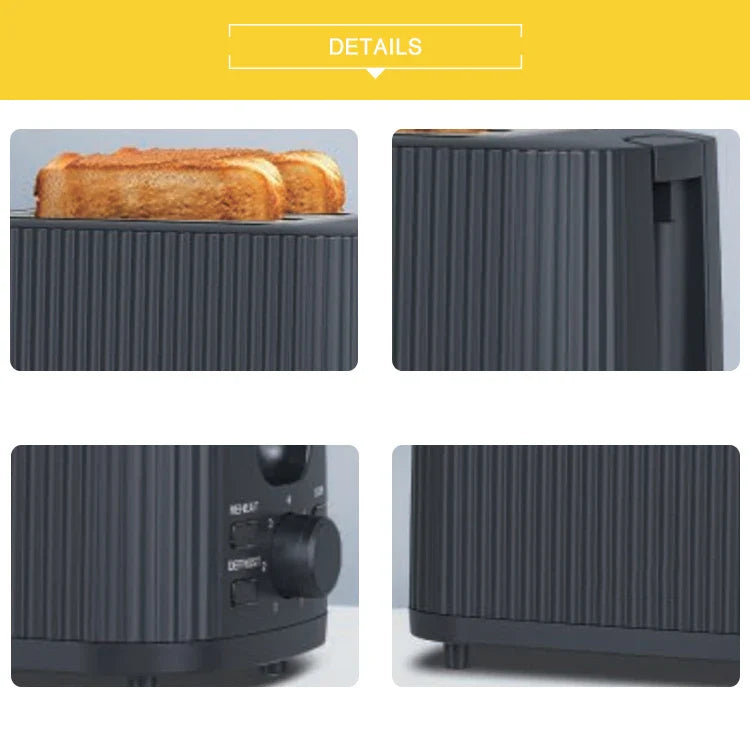 KTX-600723 Modern 2-Slice Wide Slot Toaster for Efficient Breakfast Preparation in Black